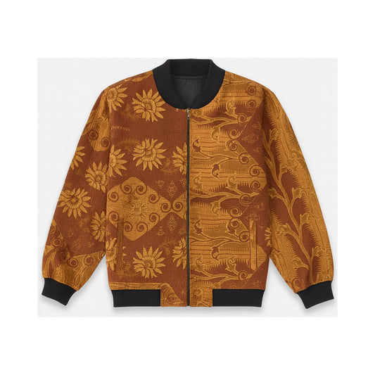 MEN'S Reversible Kantha Bomber - Atlas - S — reversible side front, flat product shot on white