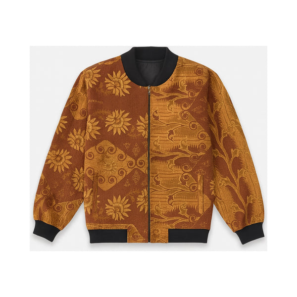 MEN'S Reversible Kantha Bomber - Atlas - S — reversible side front, flat product shot on white