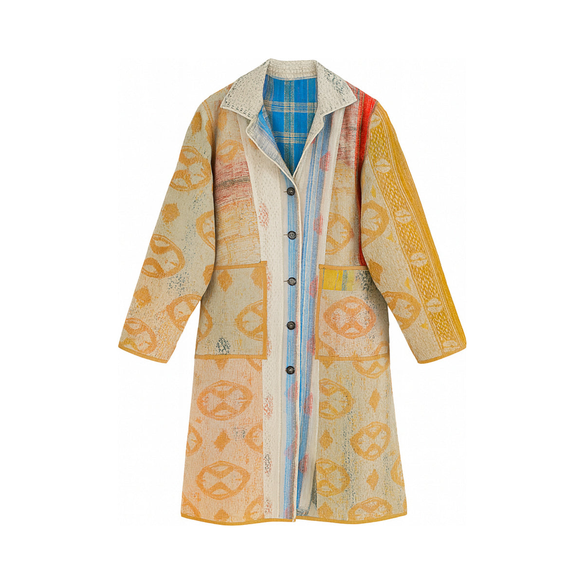 Leila Coat - The Striped Horizon - XL — reversible side, front