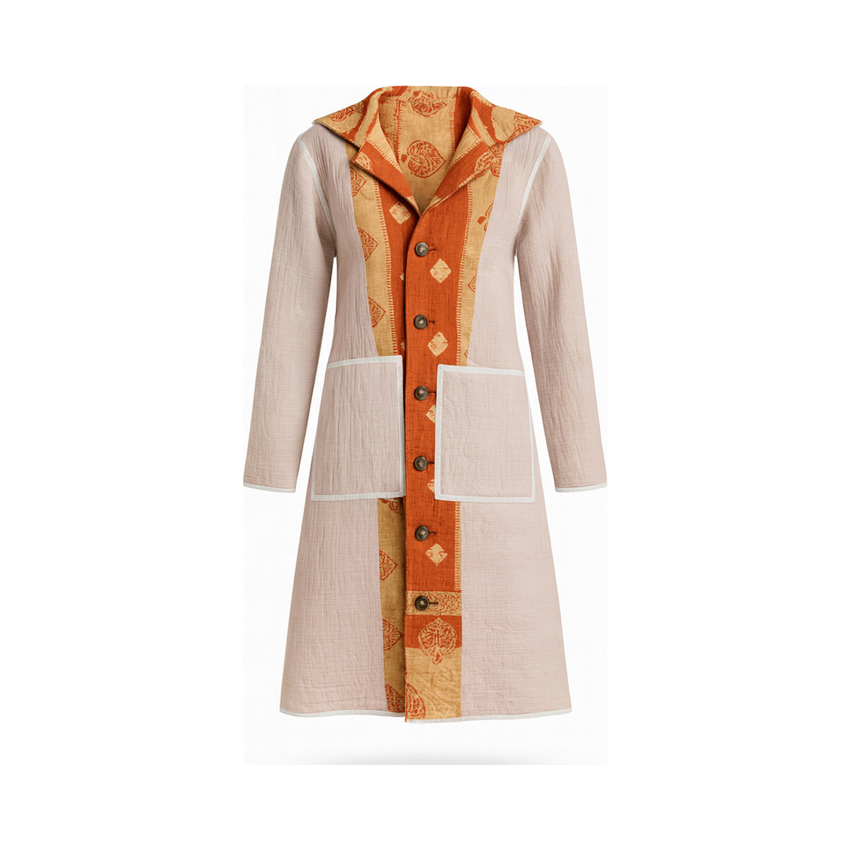 Leila Coat - The Crimson Blossom - S — reversible side, front