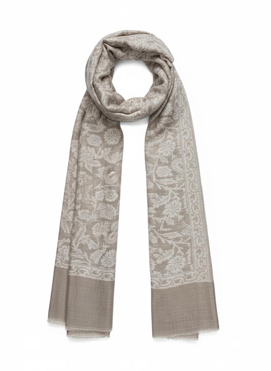 Cashmere Scarf - Beige Kani Floral