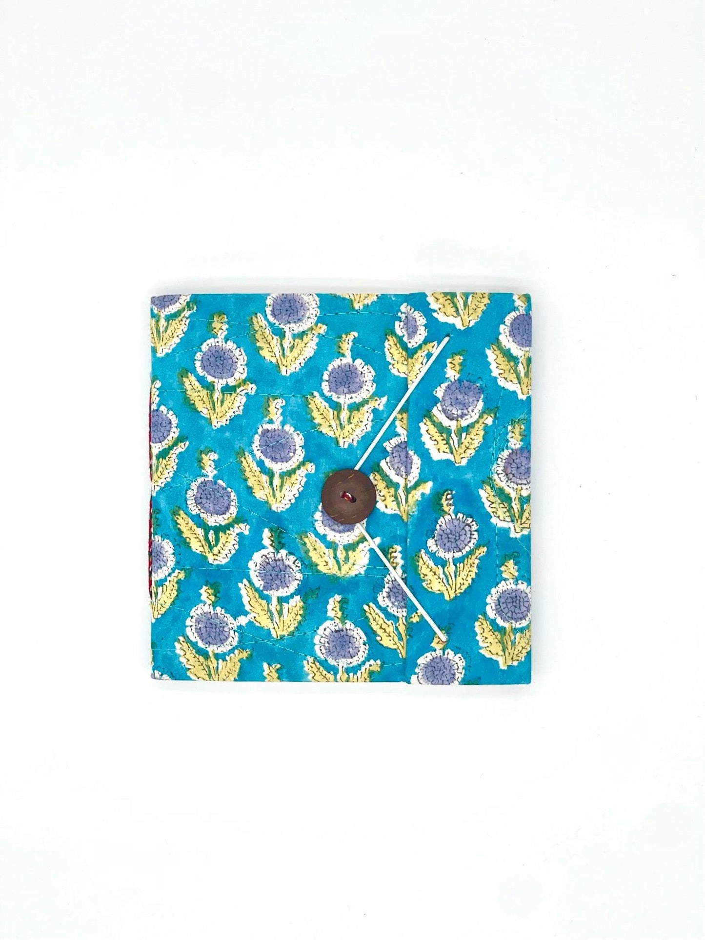 Block Print Journal/Notebook, Blue & Purple Wildflower - Unlined, 100 Pages, Thick Paper, Hard Cover - Transcend