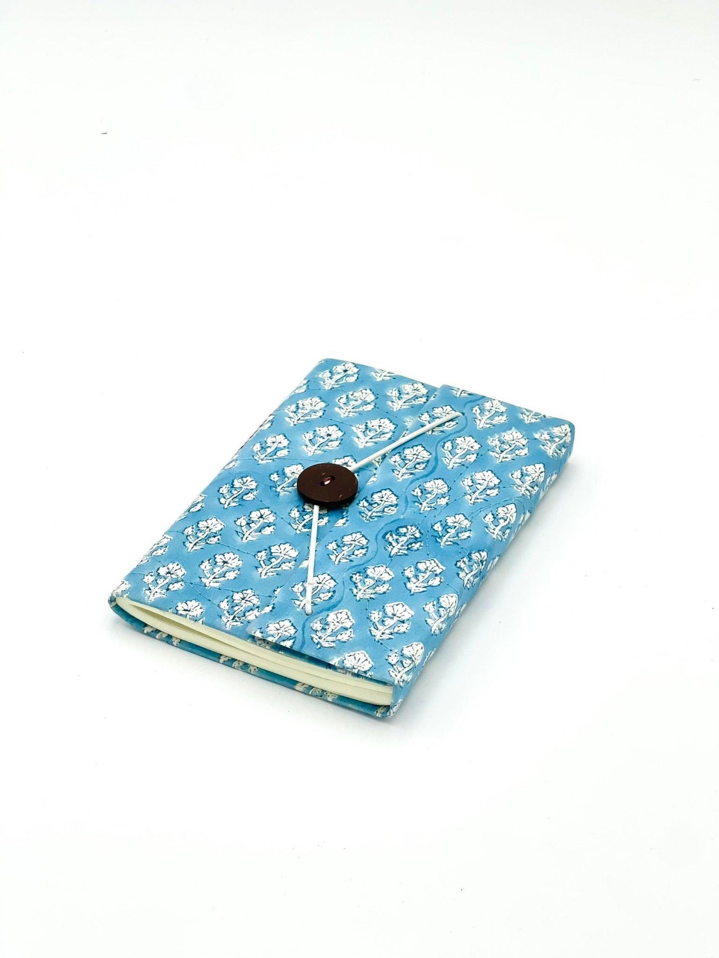 Block Print Journal/Notebook, Light Blue & White Floral - Unlined, 100 Pages, Thick Paper, Hard Cover - Transcend