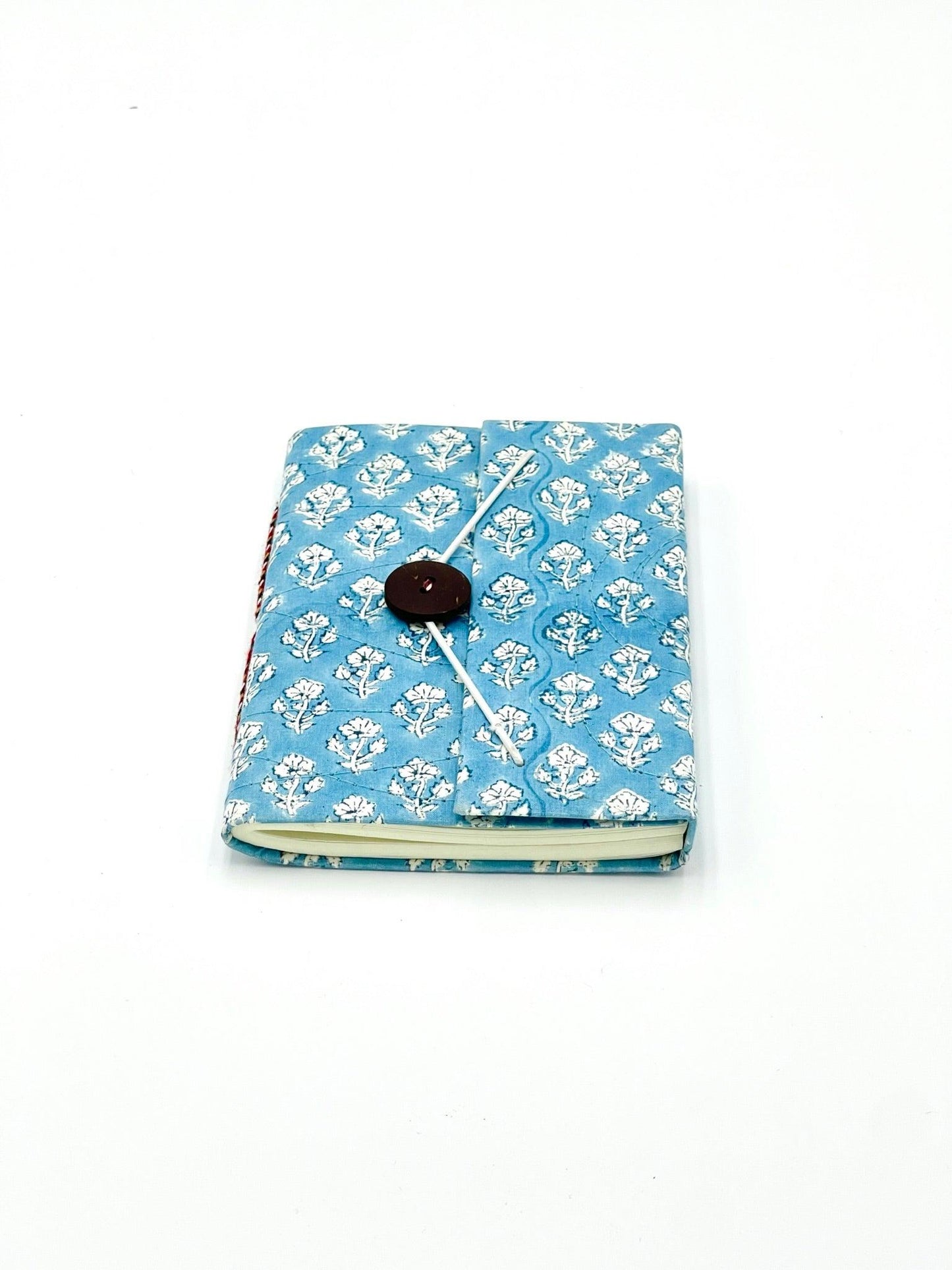 Block Print Journal/Notebook, Light Blue & White Floral - Unlined, 100 Pages, Thick Paper, Hard Cover - Transcend