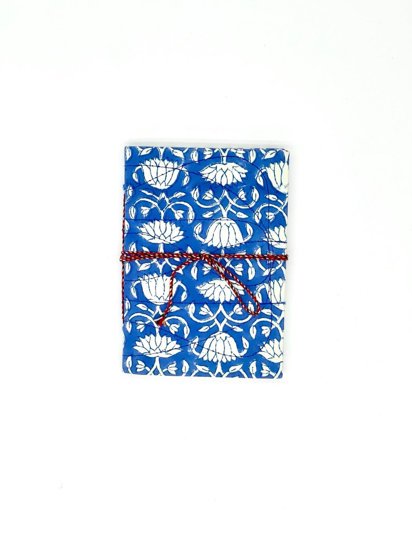 Block Print Journal/Notebook, Morocco Blue & White Lotus - Unlined, 100 Pages, Thick Paper, Hard Cover - Transcend