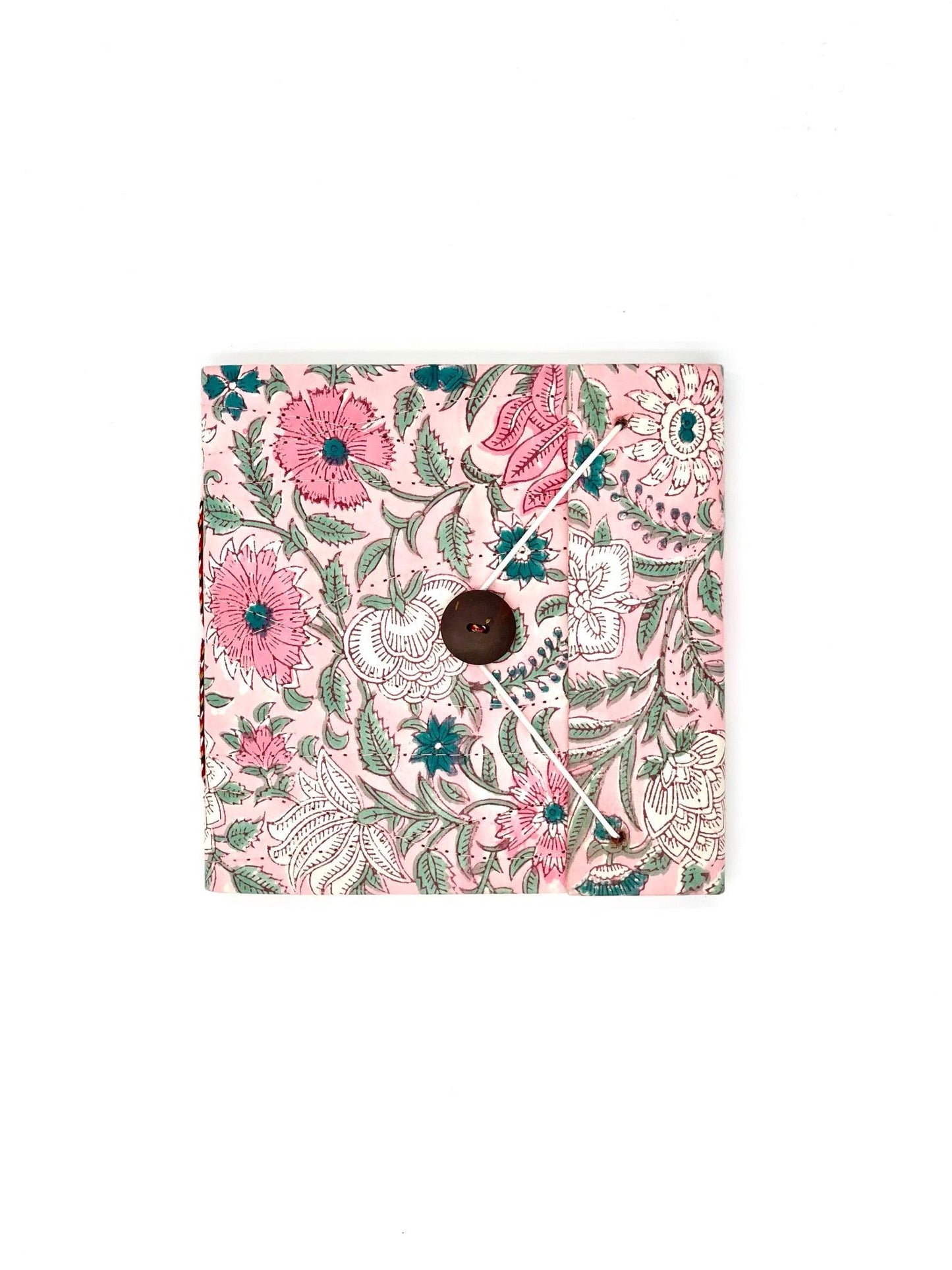 Block Print Journal/Notebook, Pink Floral - Unlined, 100 Pages, Thick Paper, Hard Cover - Transcend