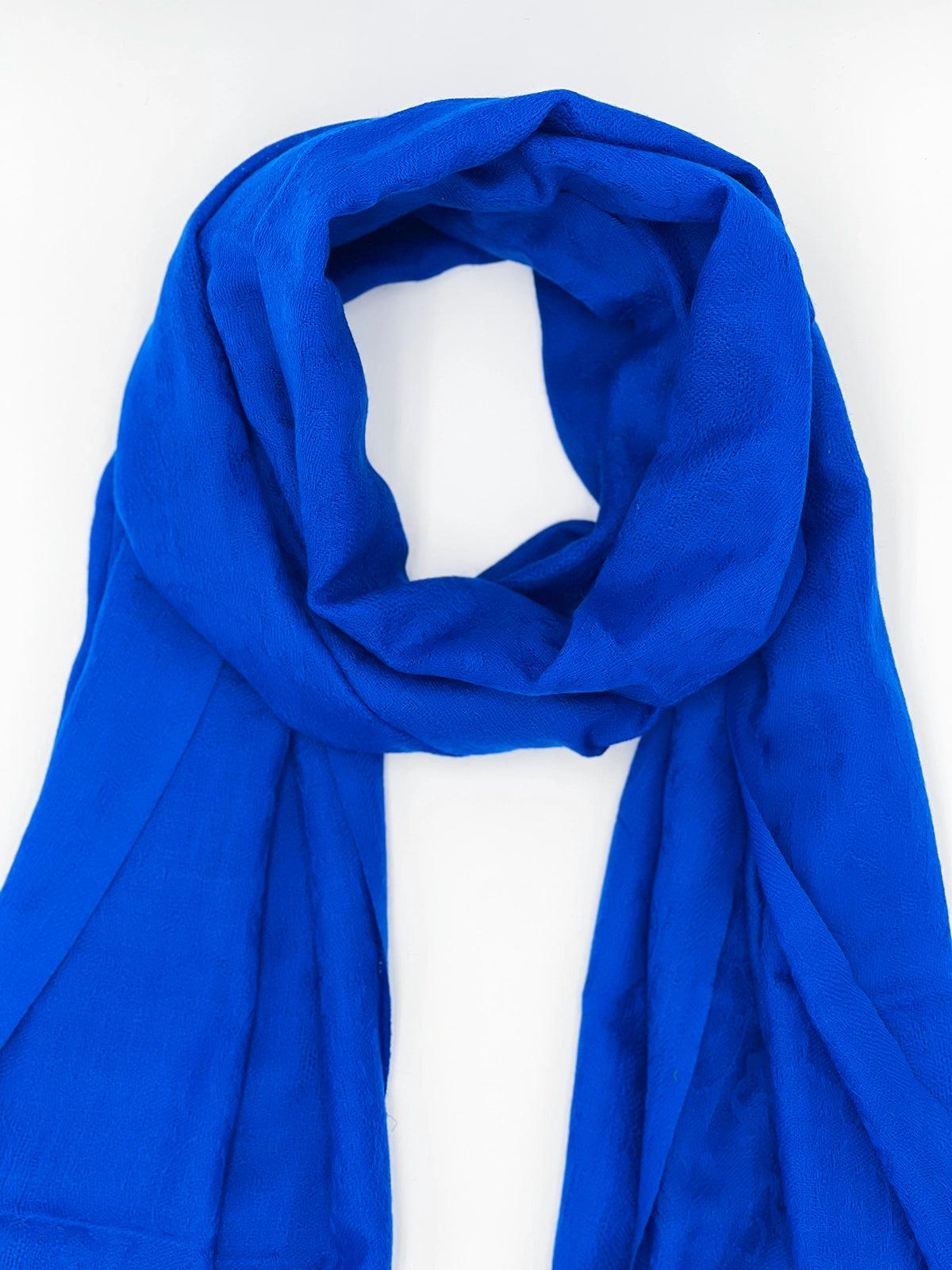 Cashmere Scarf - ROYAL BLUE SELF DESIGN - Transcend