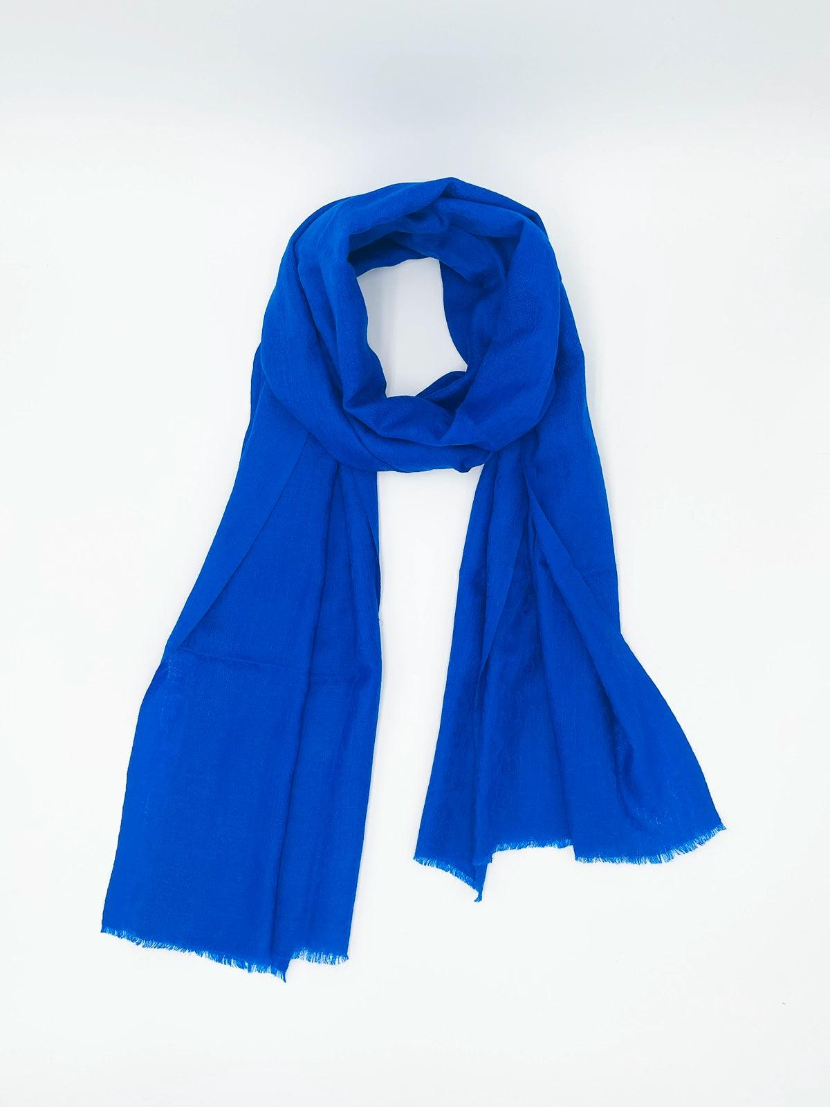 Cashmere Scarf - ROYAL BLUE SELF DESIGN - Transcend