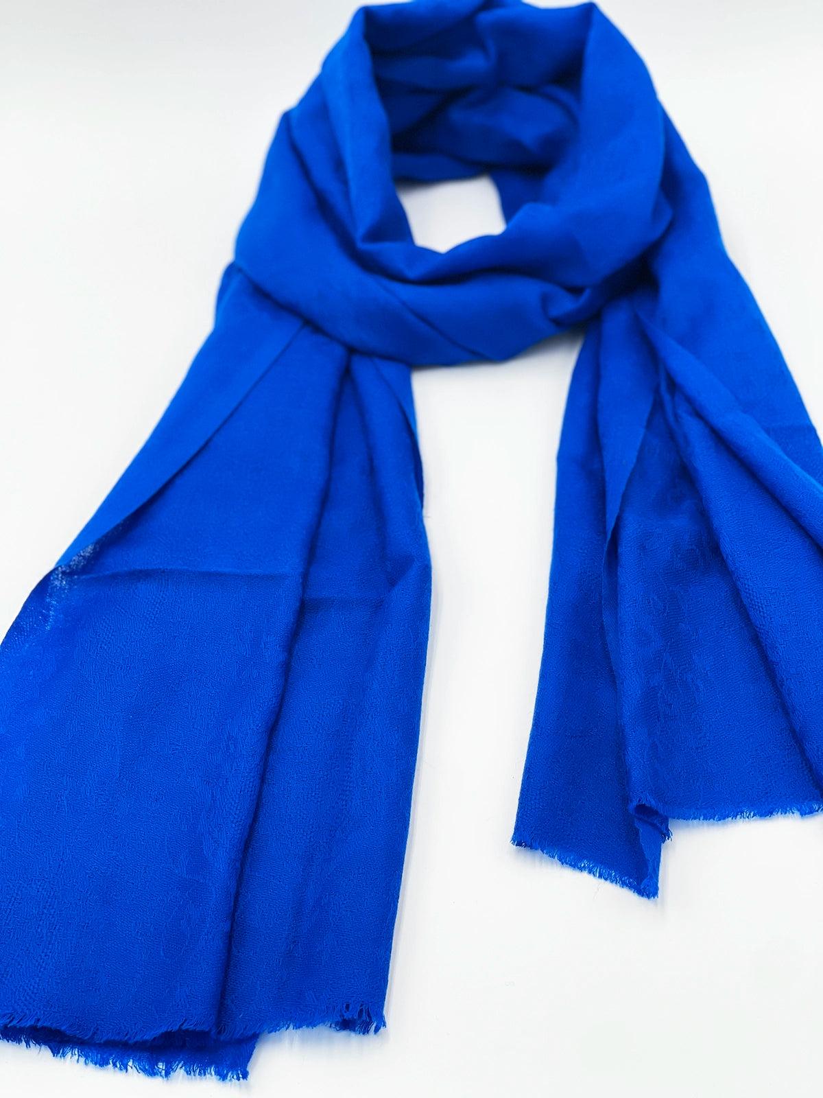 Cashmere Scarf - ROYAL BLUE SELF DESIGN - Transcend