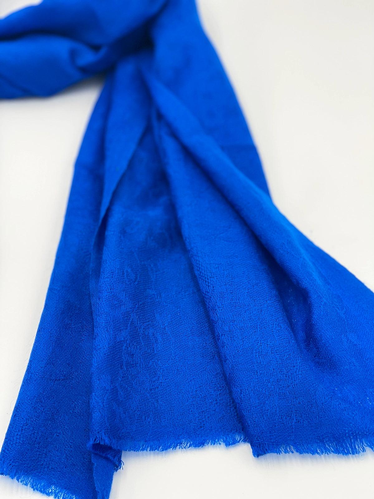 Cashmere Scarf - ROYAL BLUE SELF DESIGN - Transcend