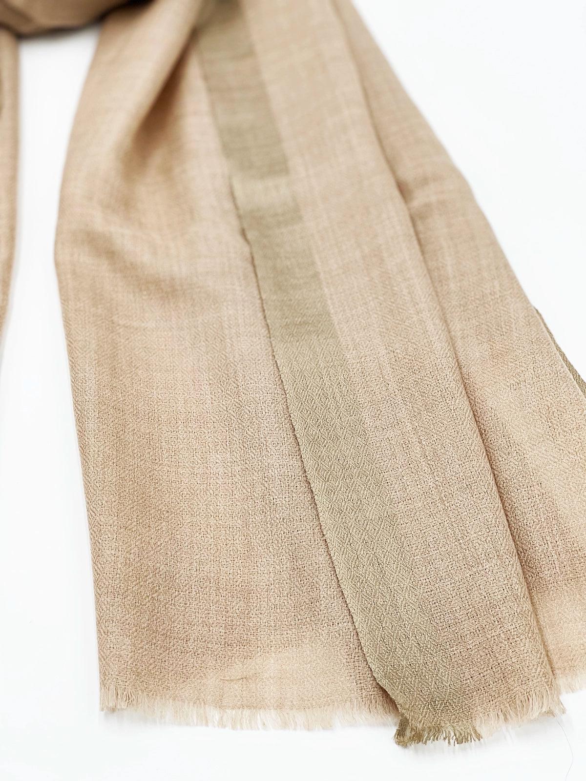 Cashmere Scarf - Self Design GOLD BORDER - Transcend