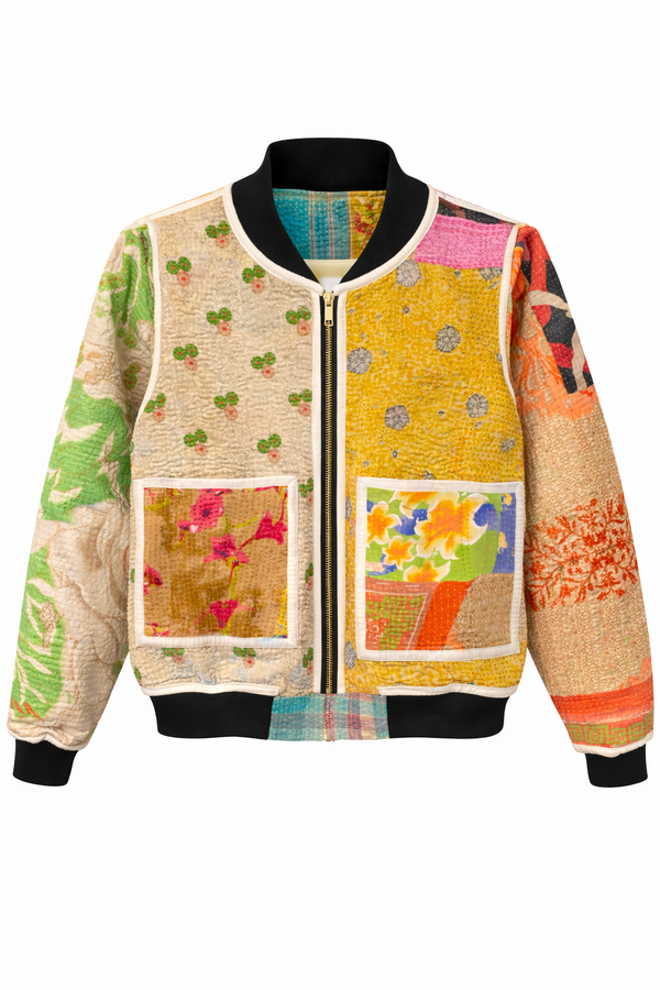 Elara Reversible Kantha Bomber - S