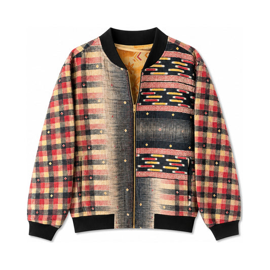 MEN'S Reversible Kantha Bomber - Fahim - L — reversible side front, flat product shot on white