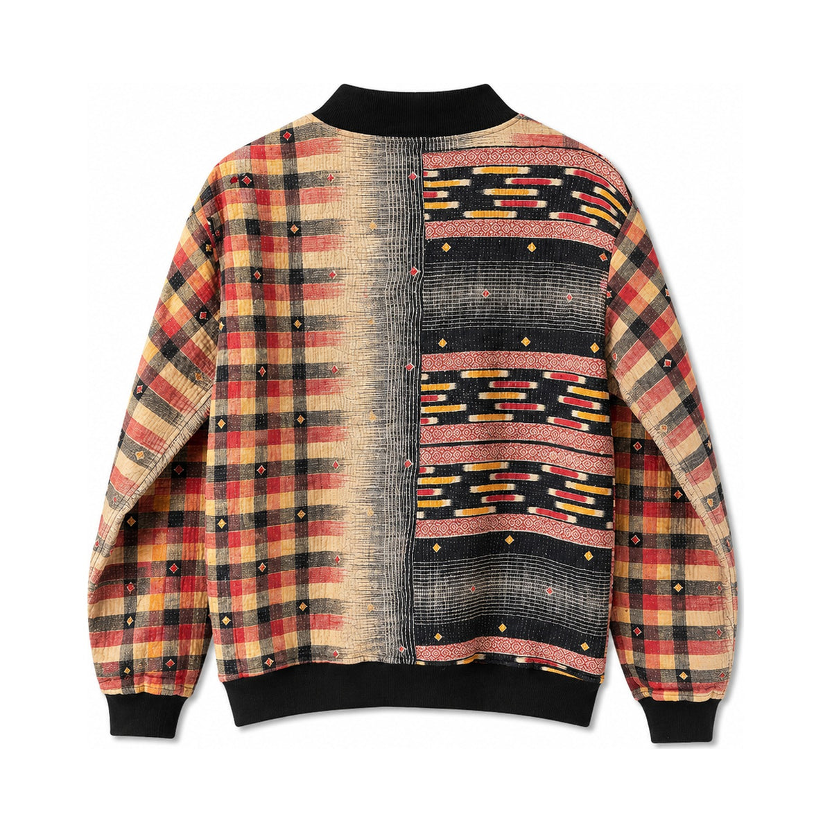 MEN'S Reversible Kantha Bomber - Fahim - L — reversible side back, flat product shot on white