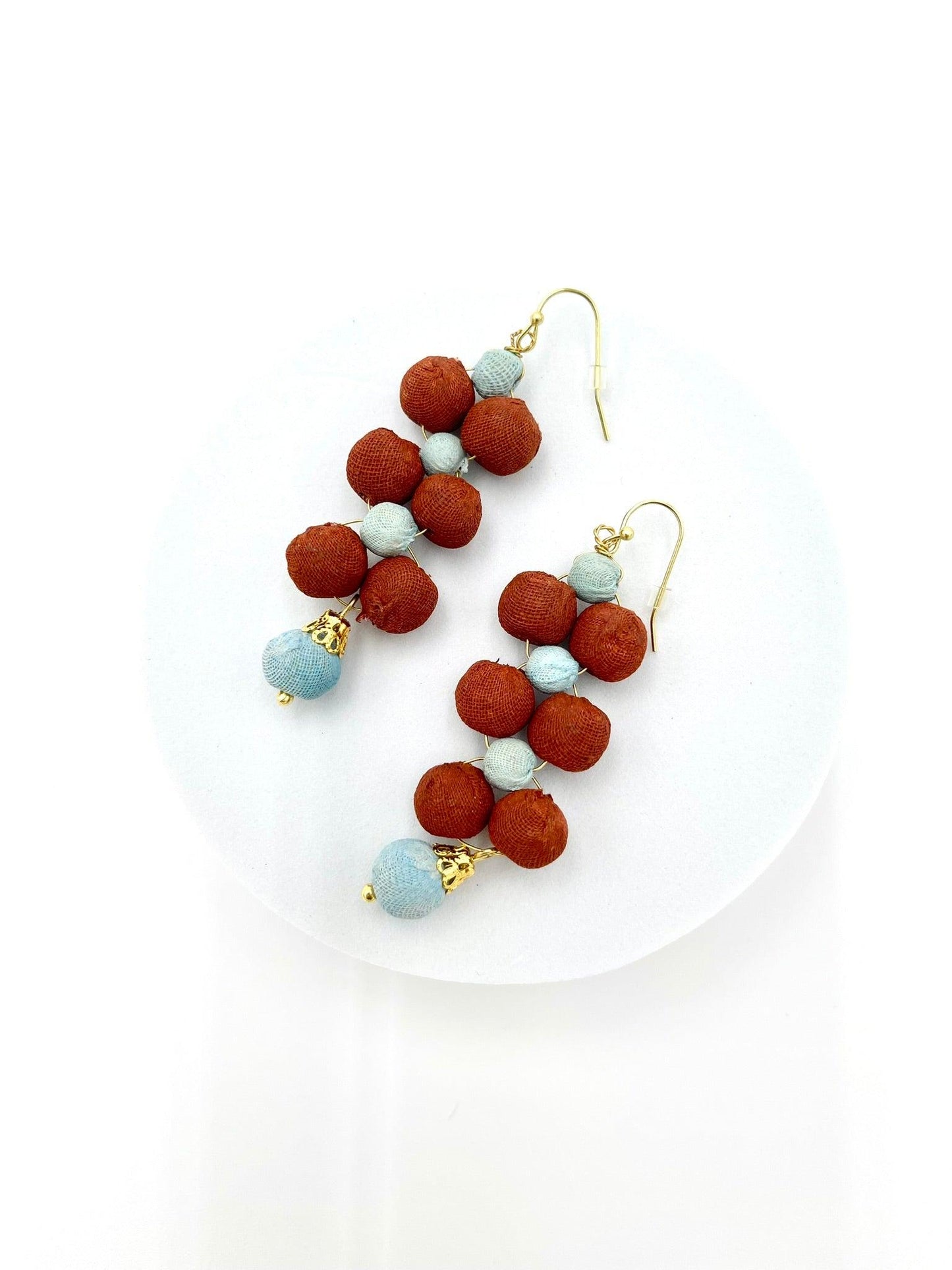 Fair Trade Droplet Earrings with Upcycled Cotton Fabric - Transcend