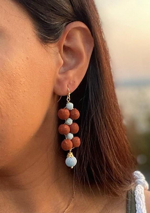Fair Trade Droplet Earrings with Upcycled Cotton Fabric - Transcend