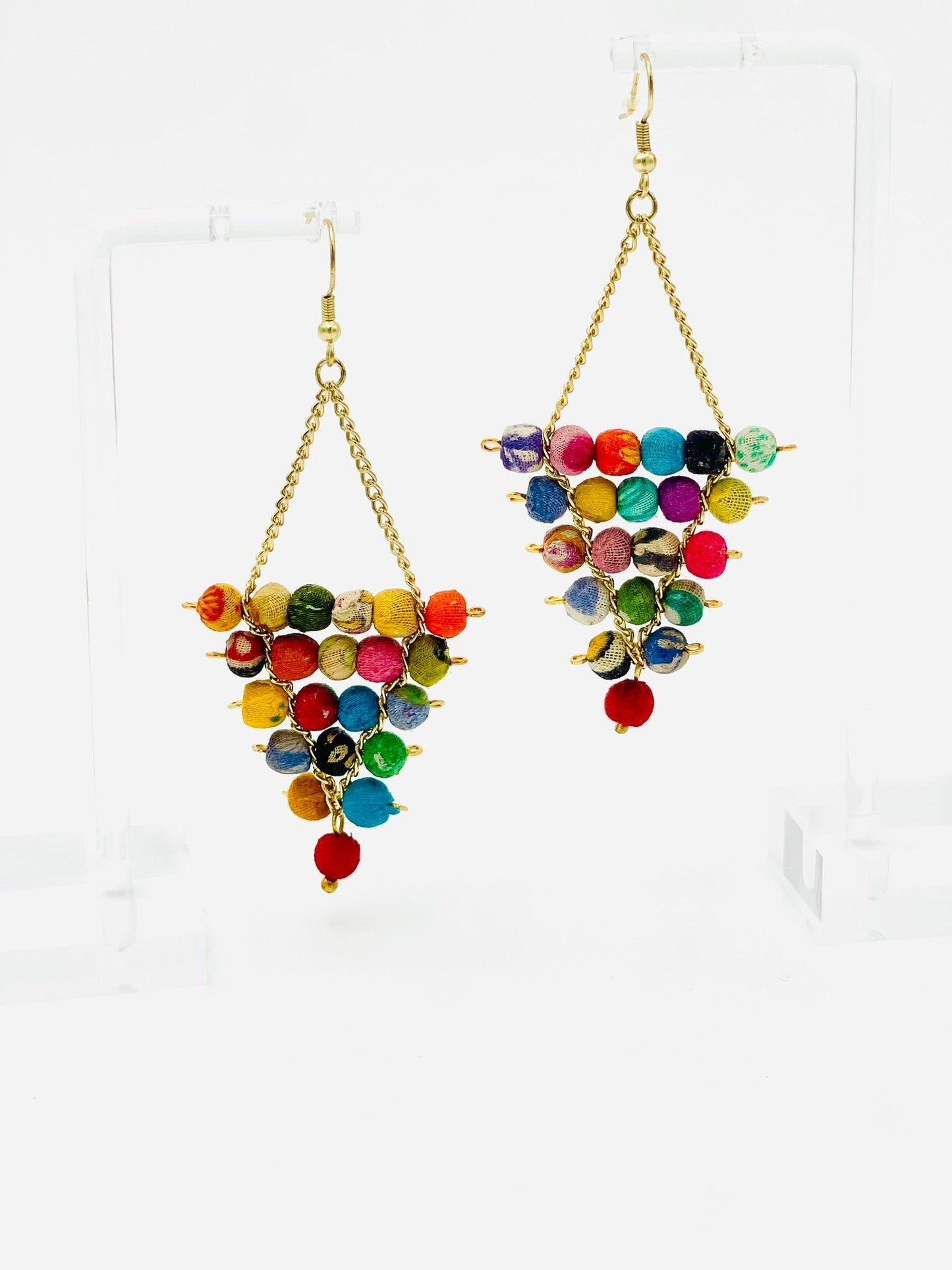 Fair Trade Grape Earrings with Upcycled Cotton Fabric - Transcend