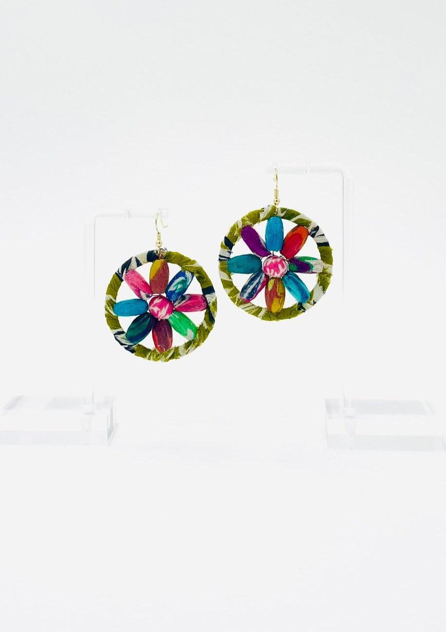 Fair Trade, Hoops/Earrings with Upcycled Cotton Fabric - Transcend
