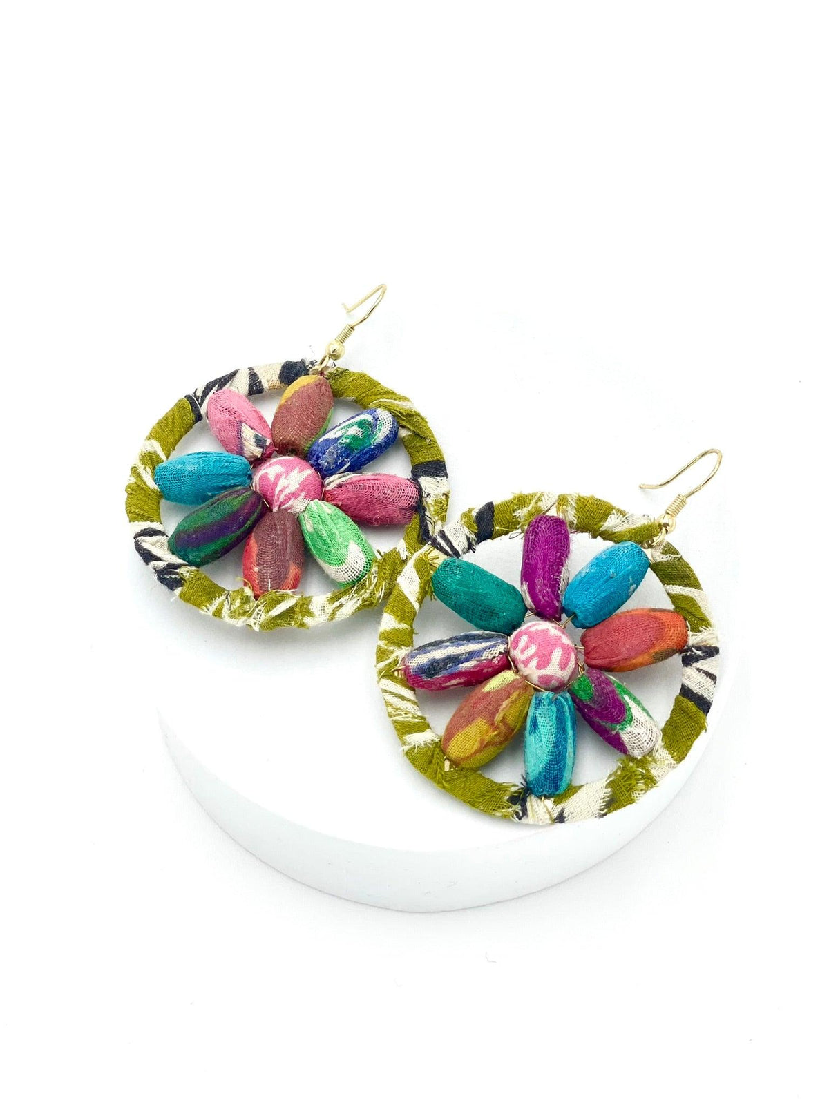 Fair Trade, Hoops/Earrings with Upcycled Cotton Fabric - Transcend