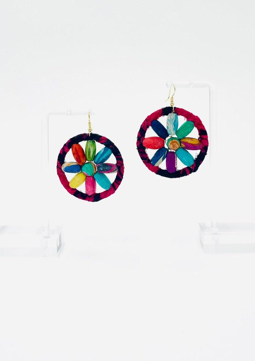 Fair Trade, Hoops/Earrings with Upcycled Cotton Fabric - Transcend