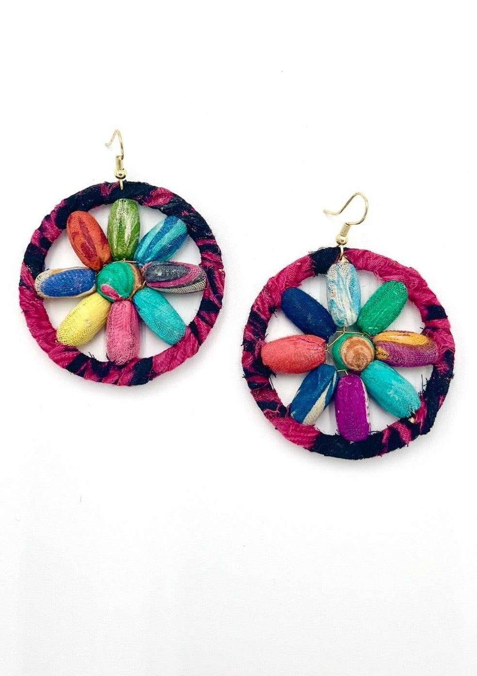 Fair Trade, Hoops/Earrings with Upcycled Cotton Fabric - Transcend