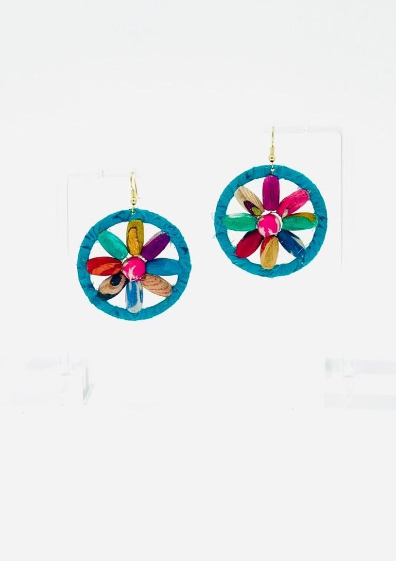Fair Trade, Hoops/Earrings with Upcycled Cotton Fabric - Transcend