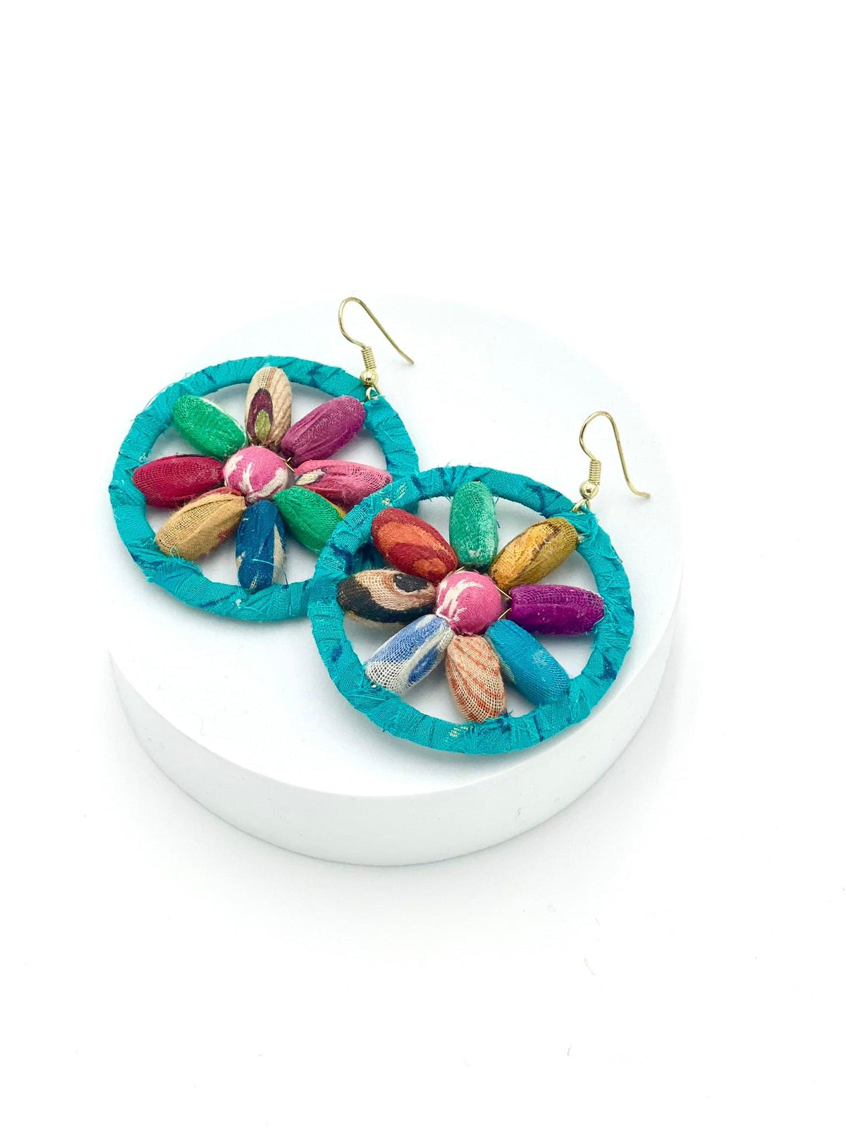 Fair Trade, Hoops/Earrings with Upcycled Cotton Fabric - Transcend