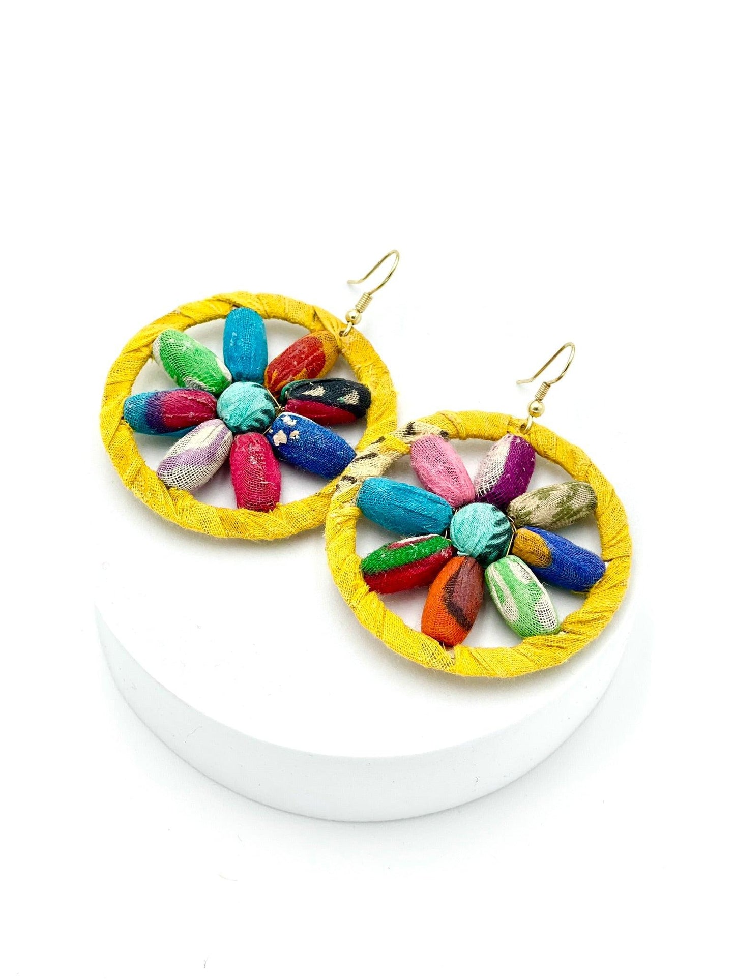 Fair Trade, Hoops/Earrings with Upcycled Cotton Fabric - Transcend