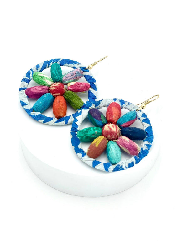 Fair Trade, Hoops/Earrings with Upcycled Cotton Fabric - Transcend