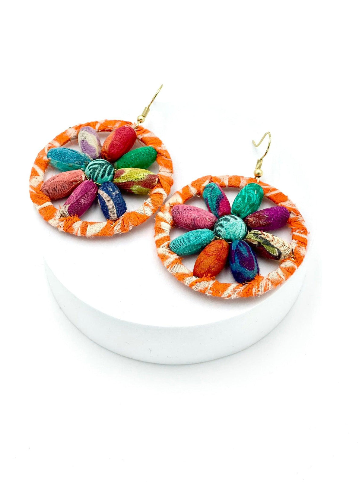 Fair Trade, Hoops/Earrings with Upcycled Cotton Fabric - Transcend