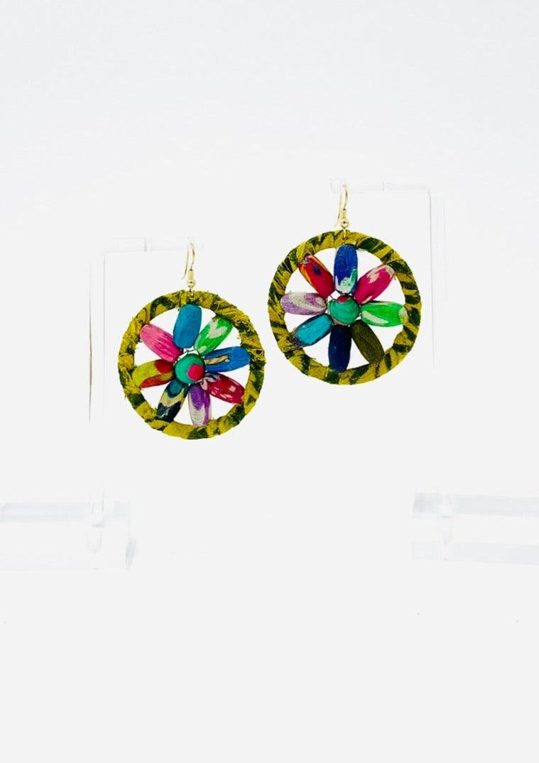 Fair Trade, Hoops/Earrings with Upcycled Cotton Fabric - Transcend