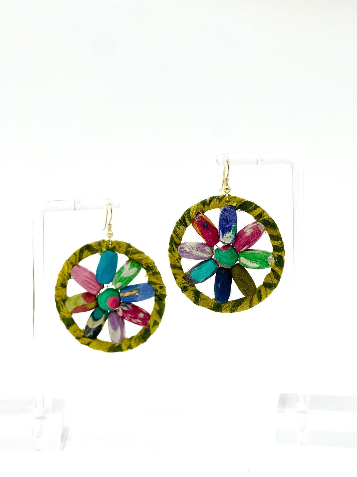 Fair Trade, Hoops/Earrings with Upcycled Cotton Fabric - Transcend
