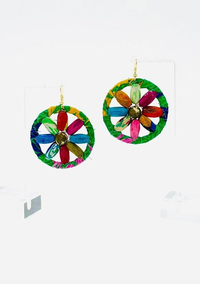 Fair Trade, Hoops/Earrings with Upcycled Cotton Fabric - Transcend
