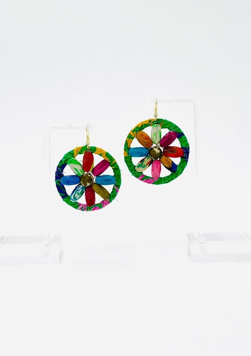 Fair Trade, Hoops/Earrings with Upcycled Cotton Fabric - Transcend