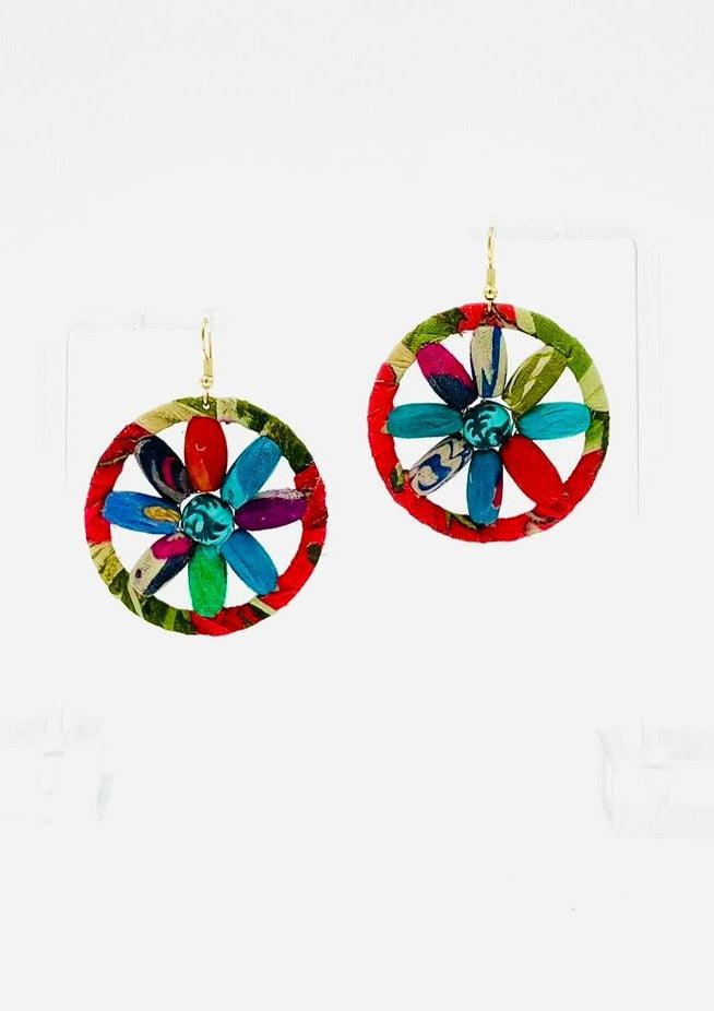Fair Trade, Hoops/Earrings with Upcycled Cotton Fabric - Transcend