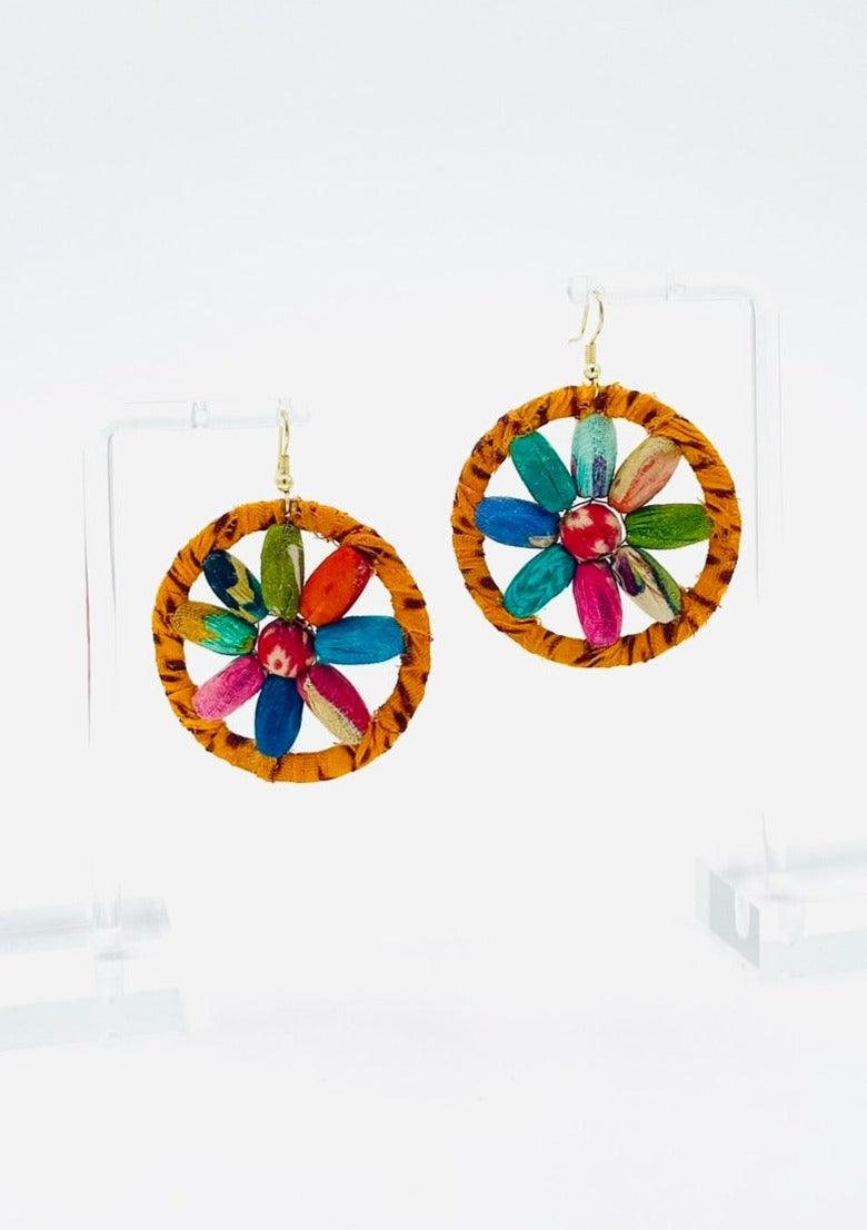 Fair Trade, Hoops/Earrings with Upcycled Cotton Fabric - Transcend