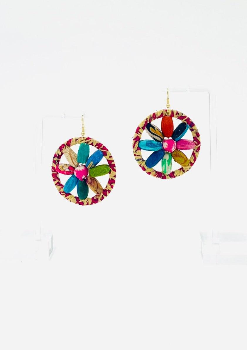 Fair Trade, Hoops/Earrings with Upcycled Cotton Fabric - Transcend