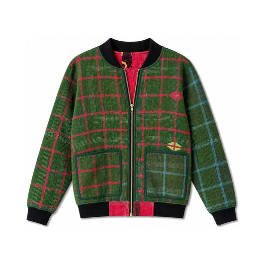 MEN'S Reversible Kantha Bomber - Faisal - S — main side back, flat product shot on white