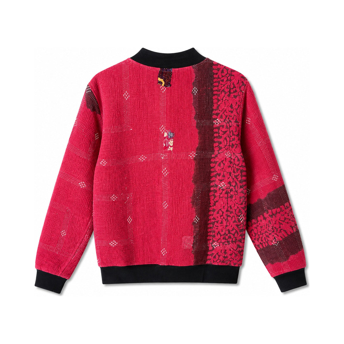 MEN'S Reversible Kantha Bomber - Faisal - S — reversible side back, flat product shot on white