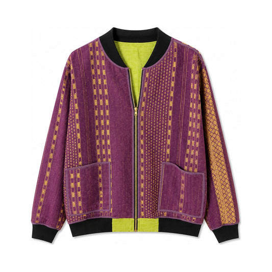 MEN'S Reversible Kantha Bomber - Fardin - XL — main side front, flat product shot on white
