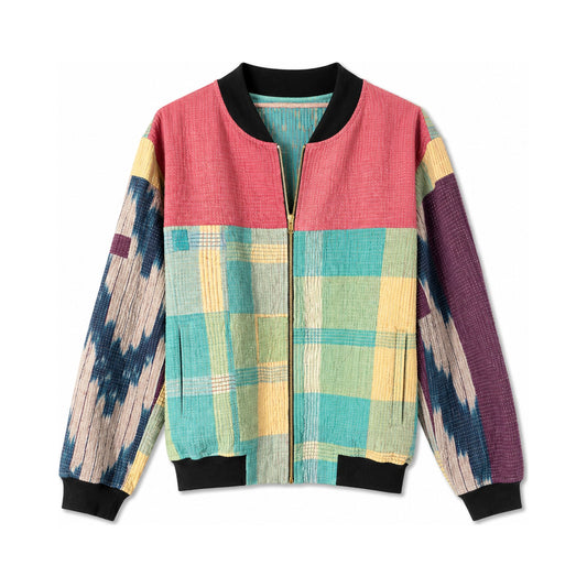 MEN'S Reversible Kantha Bomber - Farhan - XL — main side front, flat product shot on white