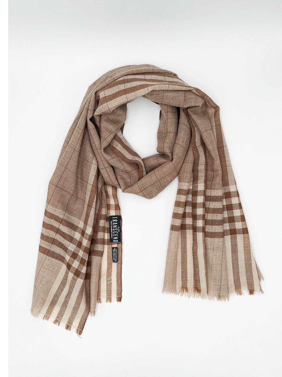 Handwoven 100% Pure Pashmina - BROWN & BEIGE STRIPES - Transcend