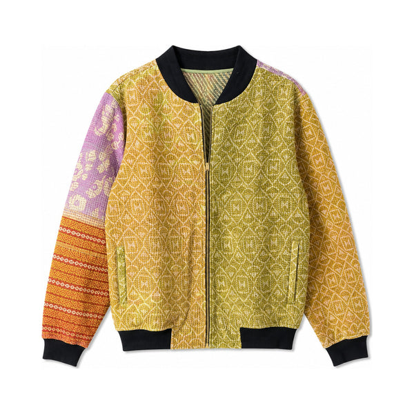 MEN'S Reversible Kantha Bomber - Imran - M — reversible side front, flat product shot on white