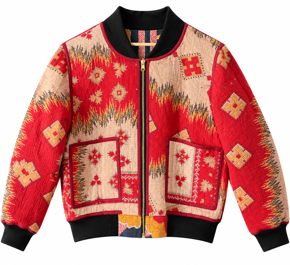 Kamila Reversible Kantha Bomber - M — Reversible side - Front