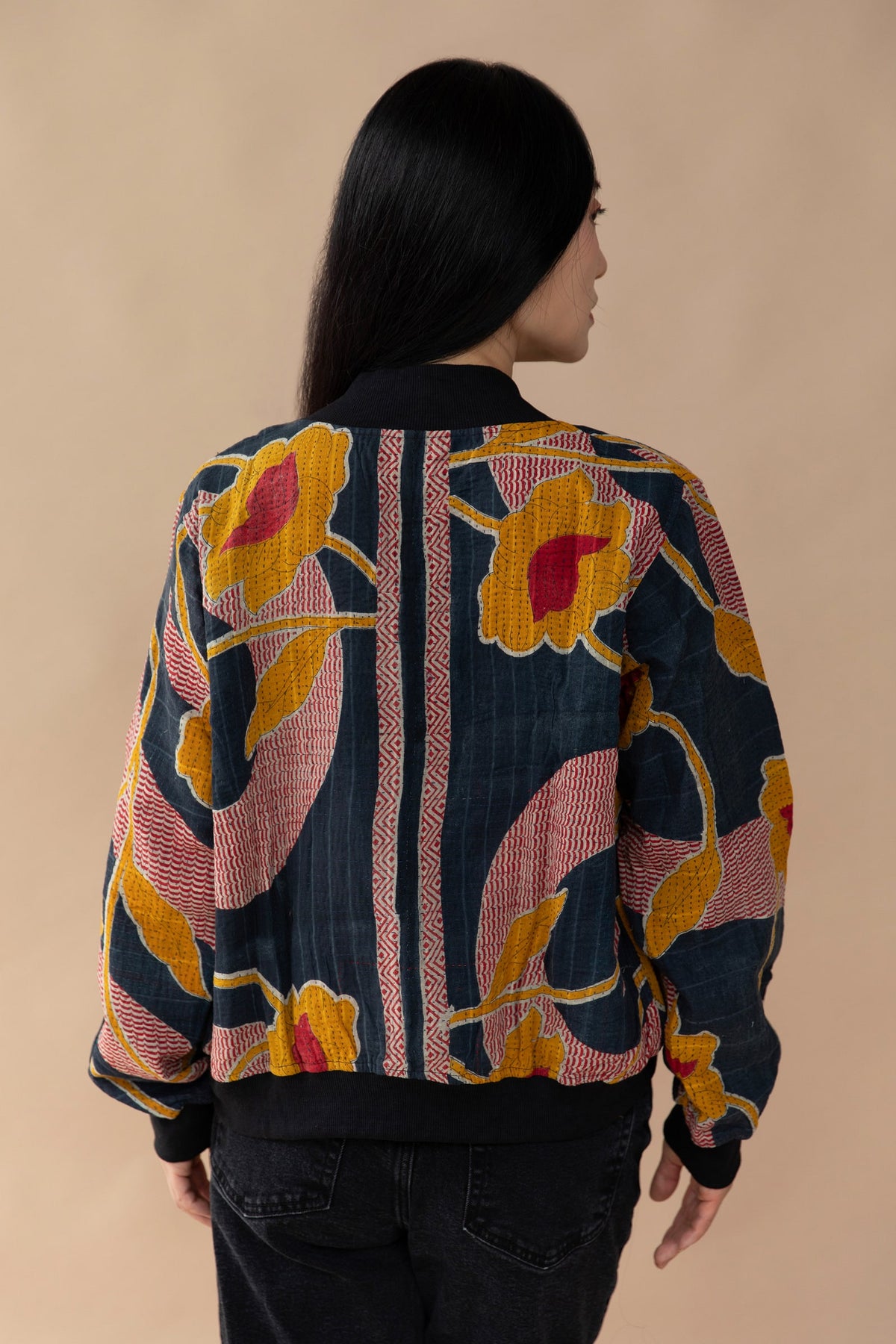 Kamila Reversible Kantha Bomber - M — back