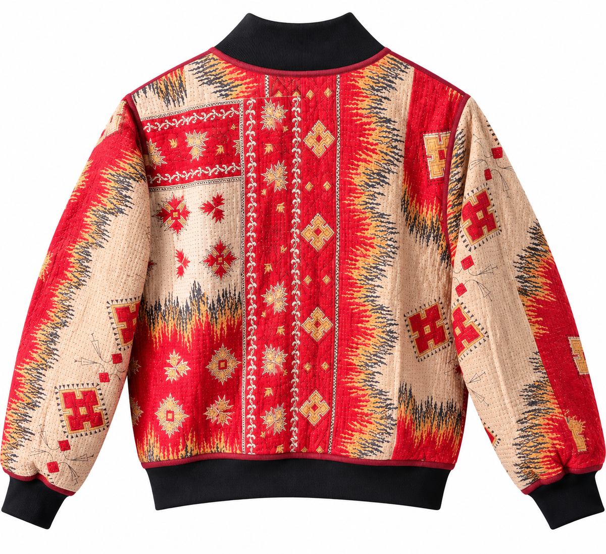 Kamila Reversible Kantha Bomber - M — reversible side, back