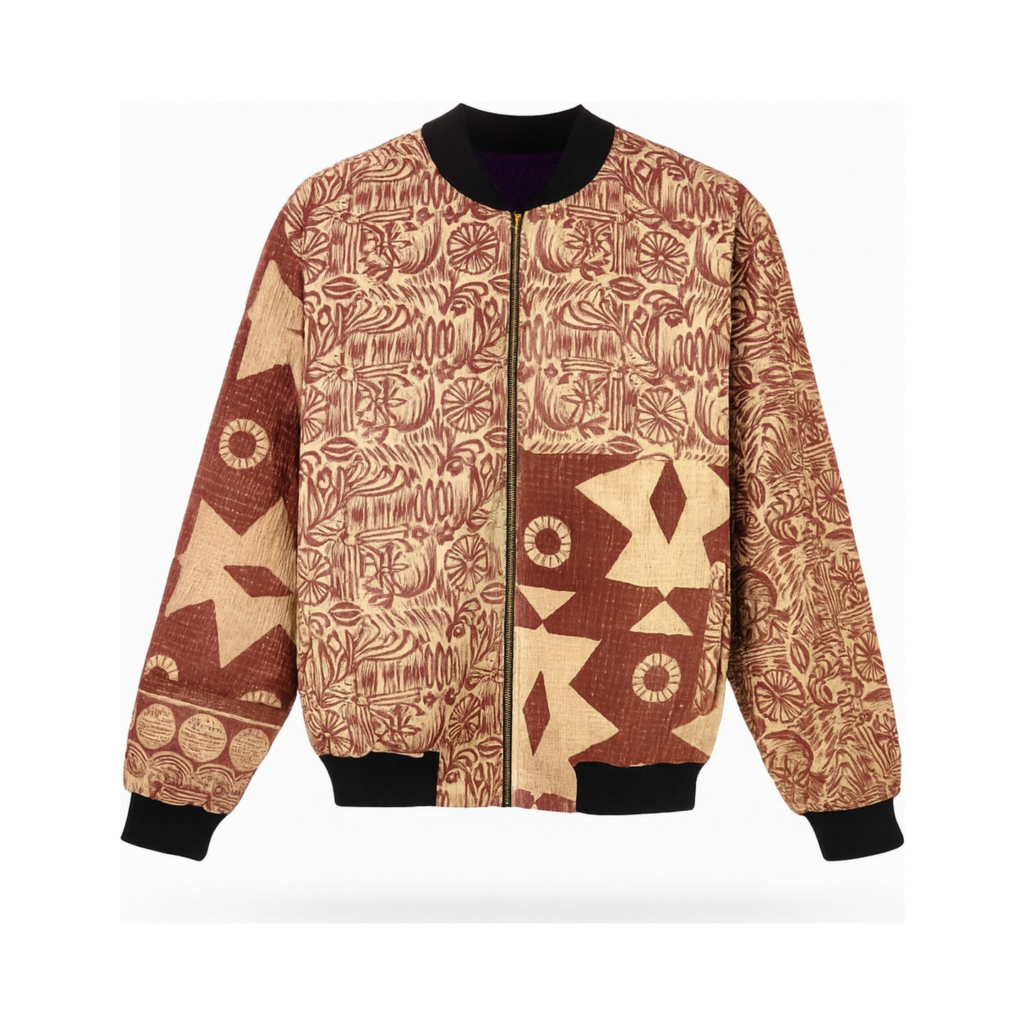 MEN'S Reversible Kantha Bomber - Khalid- L — main side front, flat product shot on white
