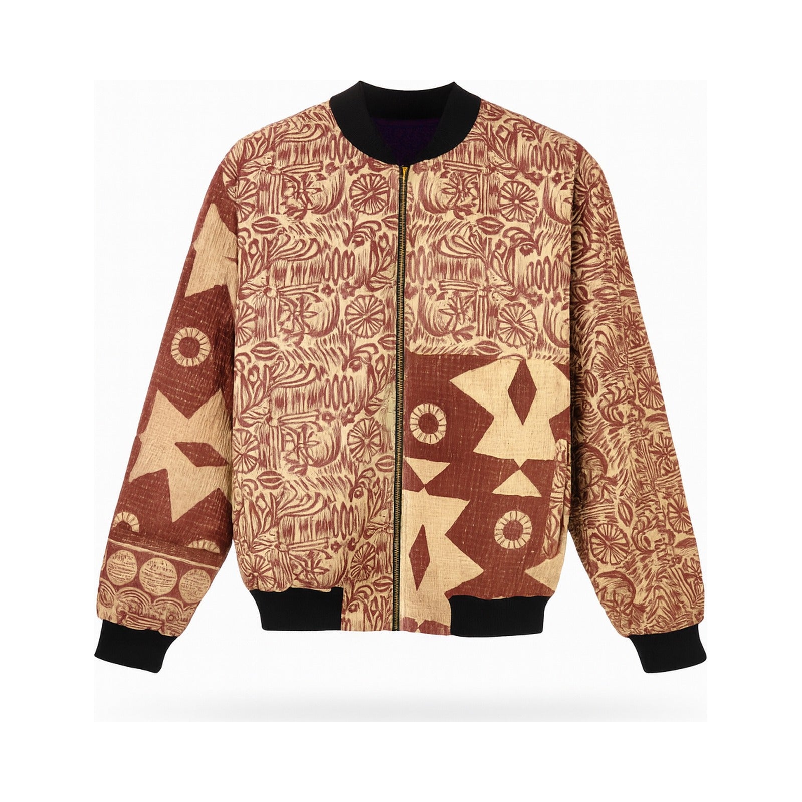 MEN'S Reversible Kantha Bomber - Khalid- L — main side front, flat product shot on white