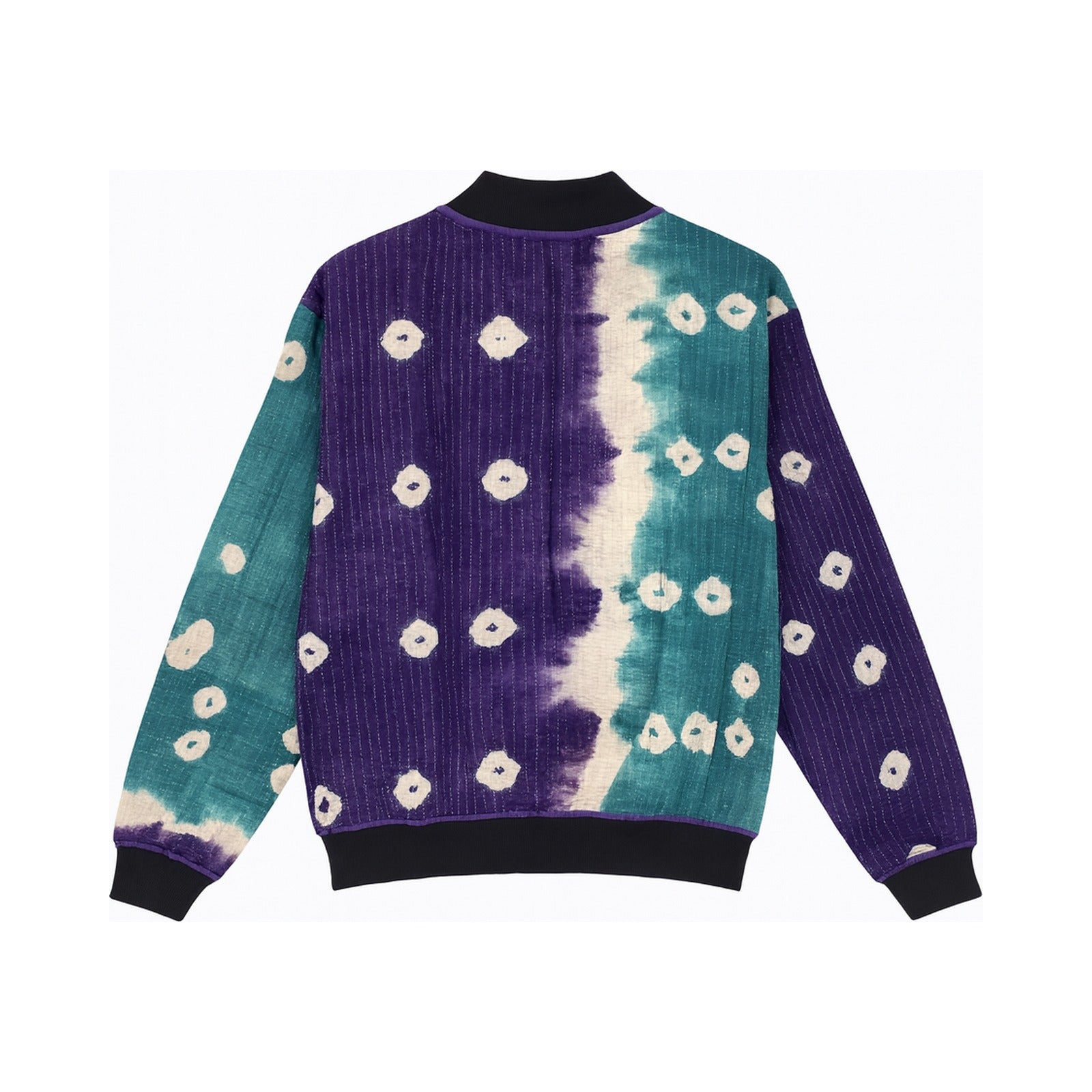 MEN'S Reversible Kantha Bomber - Khalid- L — reversible side back, flat product shot on white
