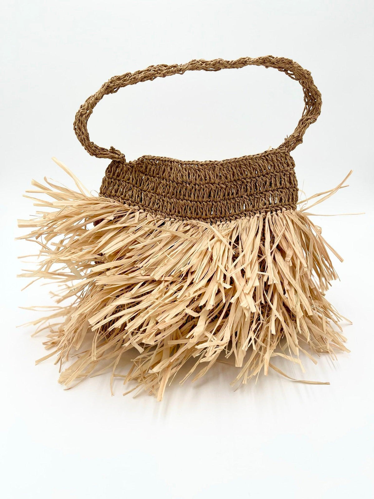 Kiki | Handwoven Natural Raffia Fringe Tote Hand Bag - Transcend